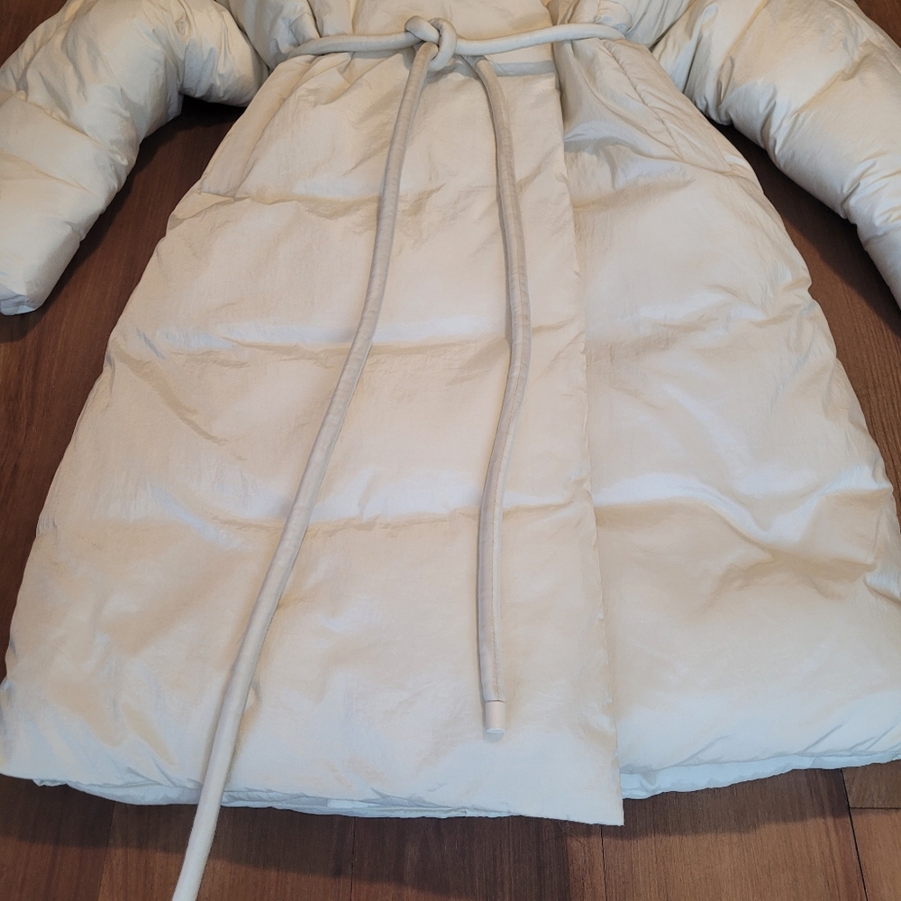Nwt! Mango Padded Coat Belted With Pouch Ecru Sz M - Picture 6 of 13